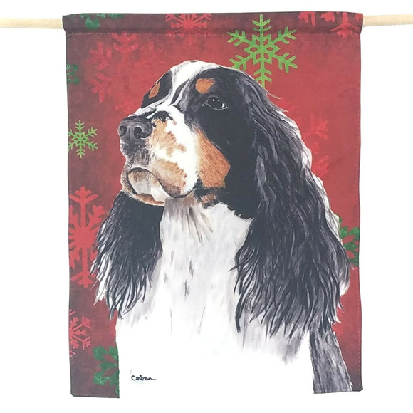 Springer Spaniel Dog Winter Snowflakes Small 10" X 15" Garden Flag - Picture 6 of 6
